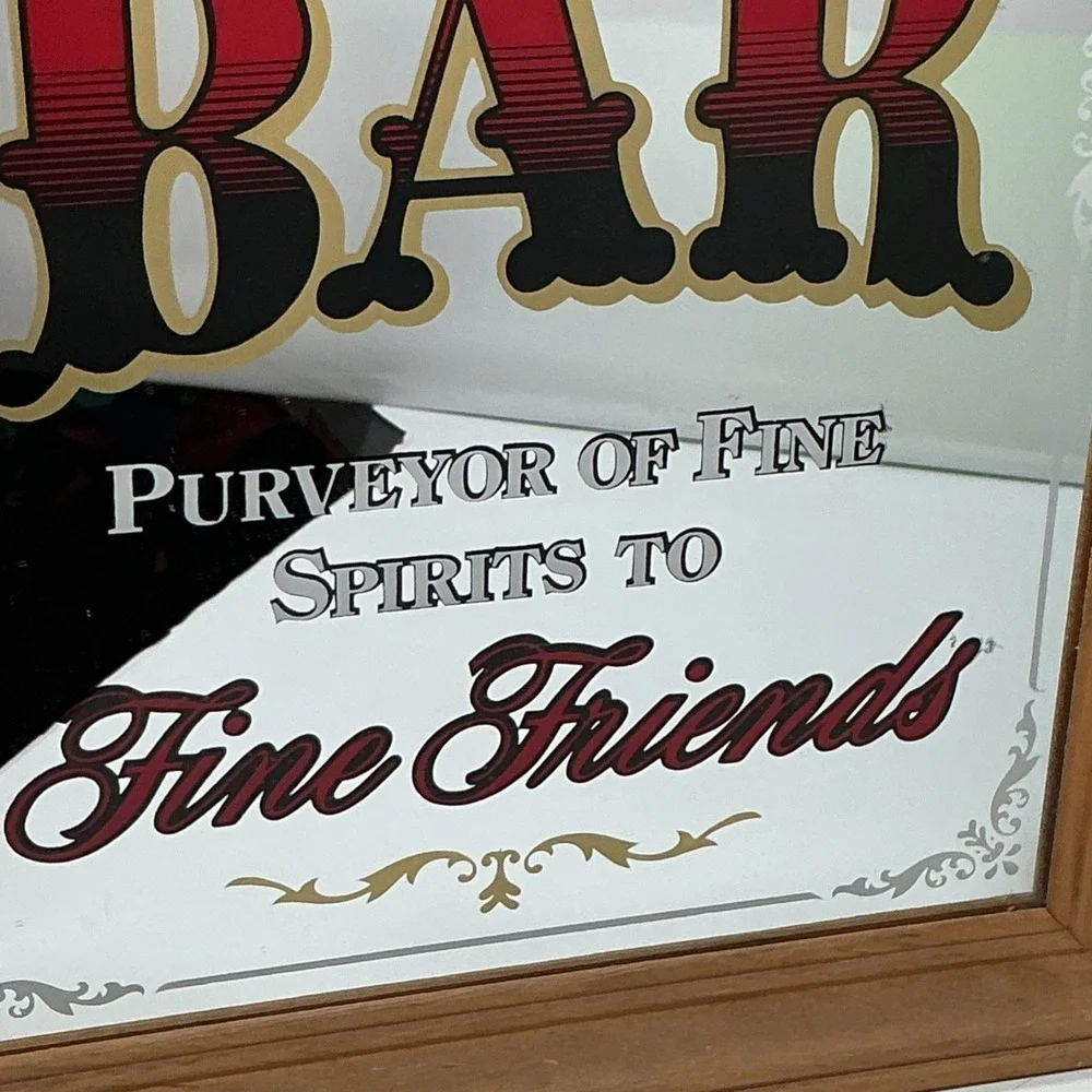 Vintage - Big B'S Private Bar Purveyor of Fine Spirits...  Bar Mirror 20X14 Inch